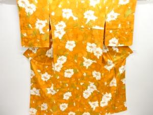 未使用品　手描き花模様小紋着物